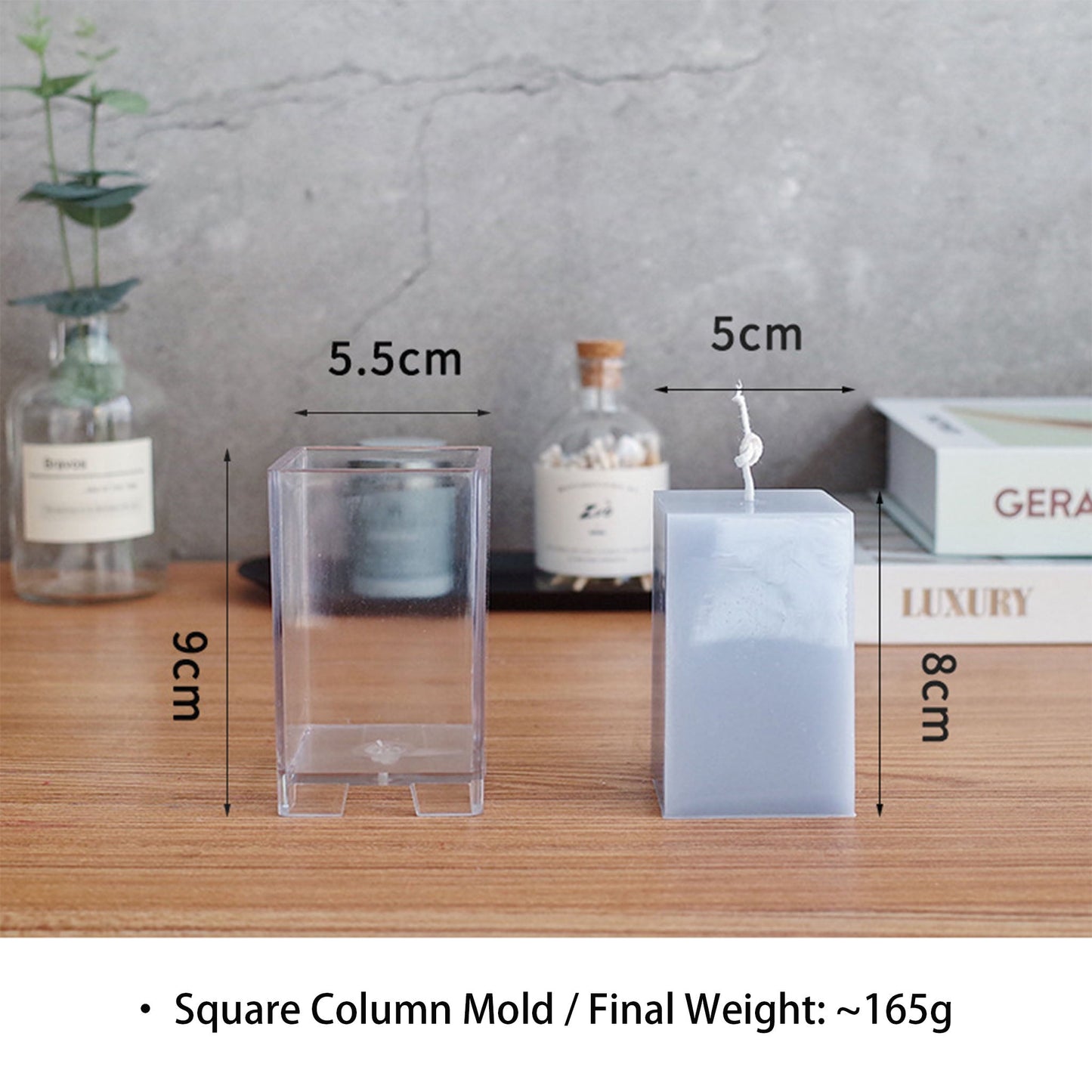 Square Pillar Candle Mold - Smooth Rectangular Acrylic DIY Aromatherapy Candle Making Mold Coketor