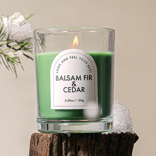 BALSAM FIR & CEDAR Aromatherapy Candle - Winter Forest Fragrance Coketor