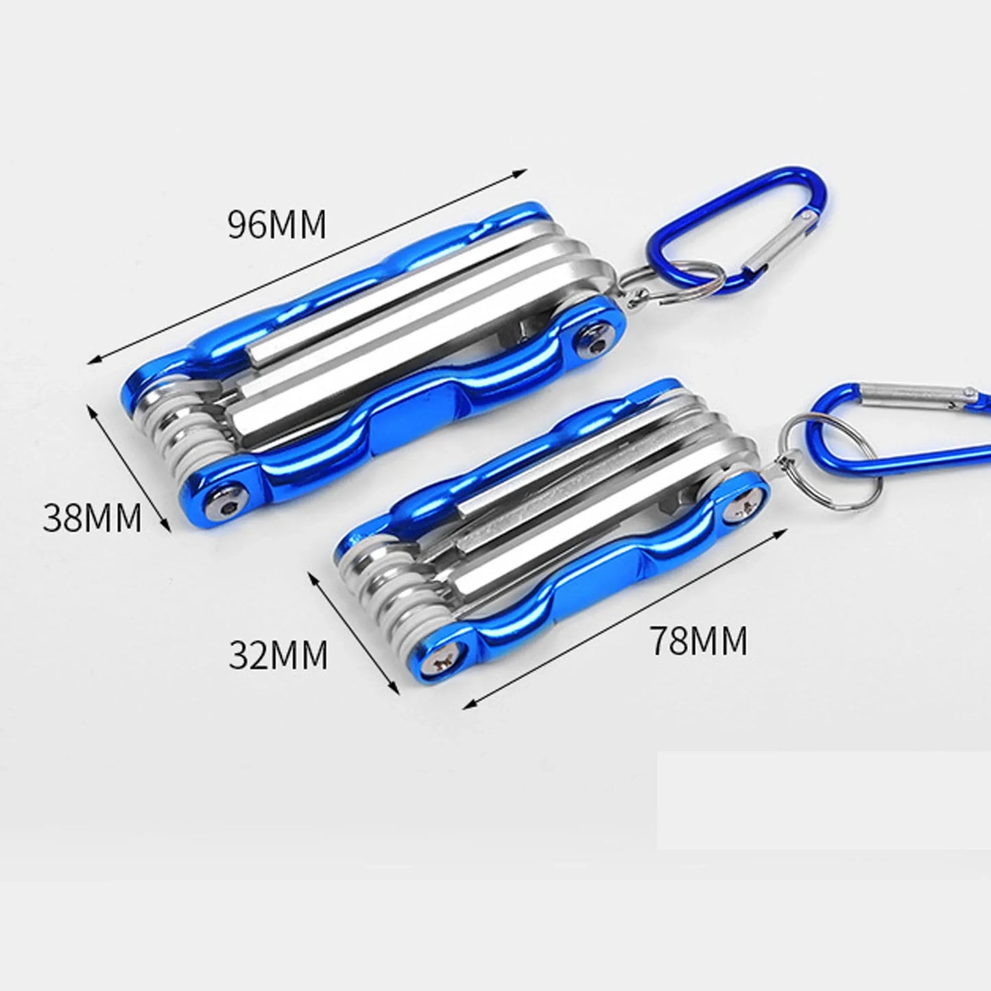 Folding Hex Wrench Set - 8-in-1 Multi-Tool Allen Key Kit with Carabiner - Coketor