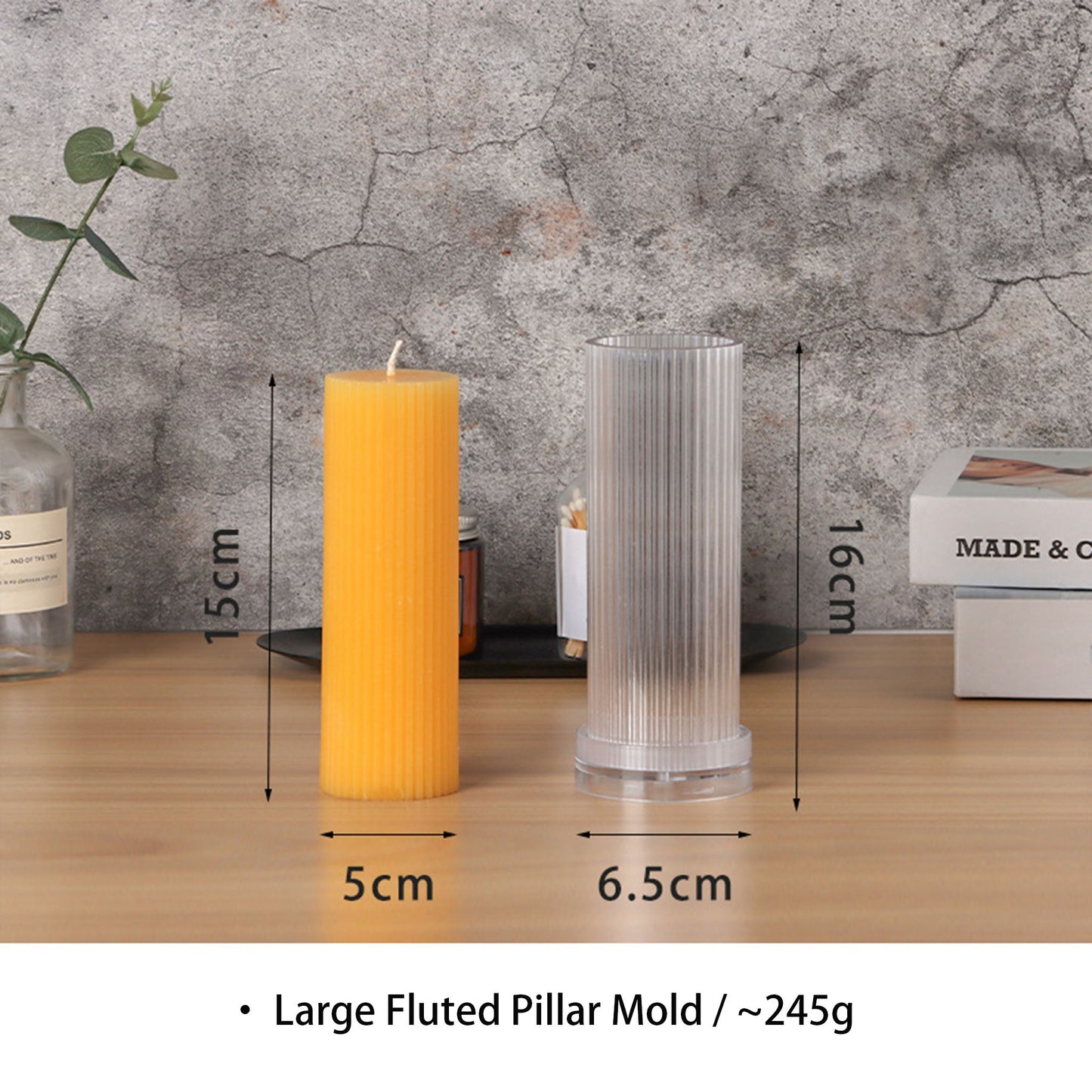 Large Round Fluted Pillar Candle Mold - Acrylic Candle Mold ZUO