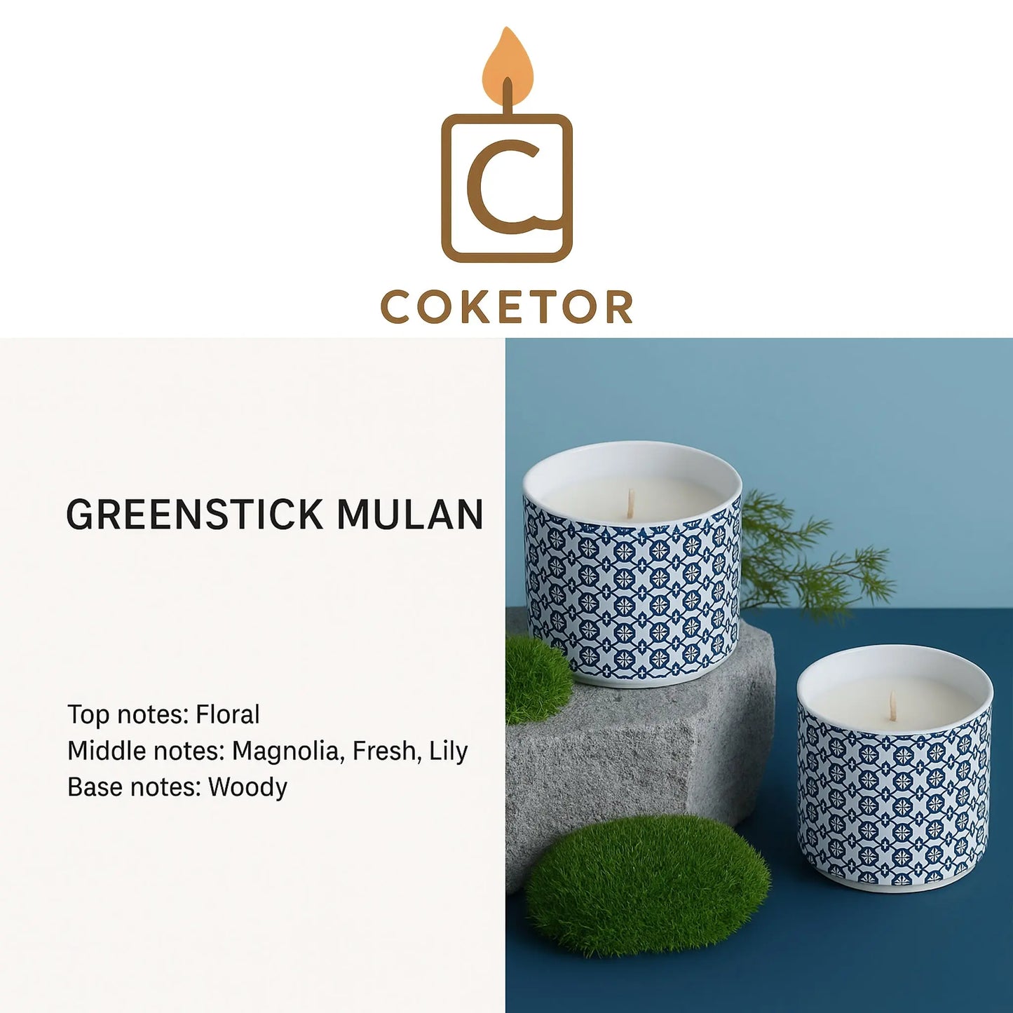 Coketor Aromatherapy Candle Collection - Handcrafted Ceramic Geometric Pattern Candles Coketor