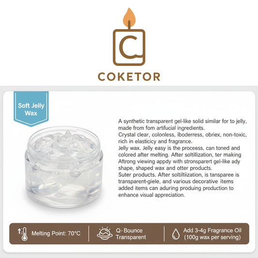 Soft Jelly Wax - Premium Transparent Candle Making Wax (500g) Coketor