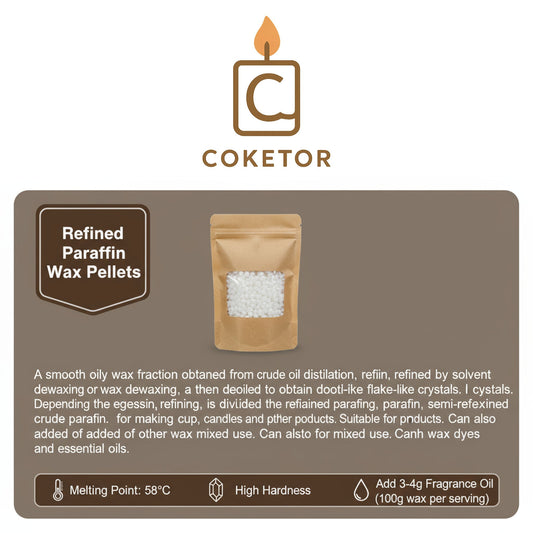 Refined Paraffin Wax Pellets - Premium Candle Making Wax (500g) Coketor