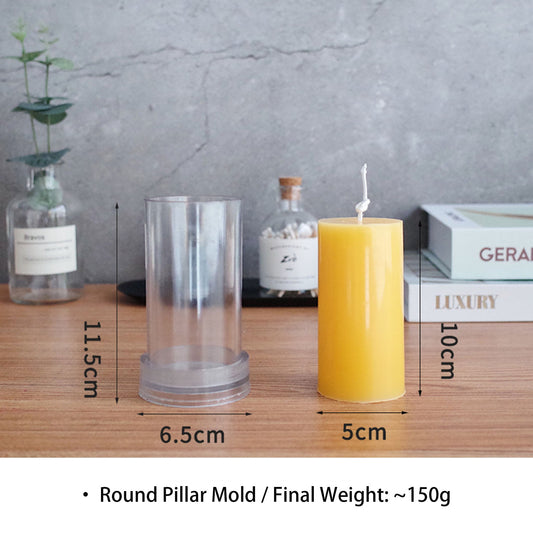 Cylindrical Pillar Candle Mold - Smooth Round Acrylic DIY Aromatherapy Candle Making Mold Coketor