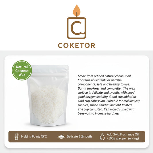 Natural Coconut Wax - Premium Candle Making Wax (500g) Coketor