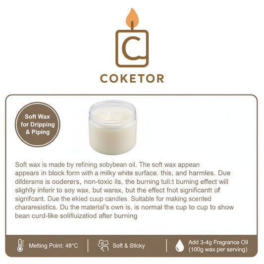 Soft Wax for Dripping & Piping - Premium Candle Making Wax (500g) Coketor