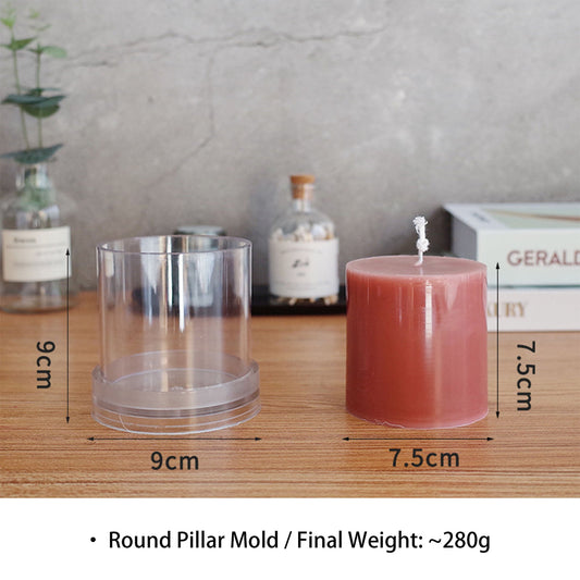 Cylindrical Pillar Candle Mold - Large Smooth Round Acrylic DIY Aromatherapy Candle Making Mold Coketor