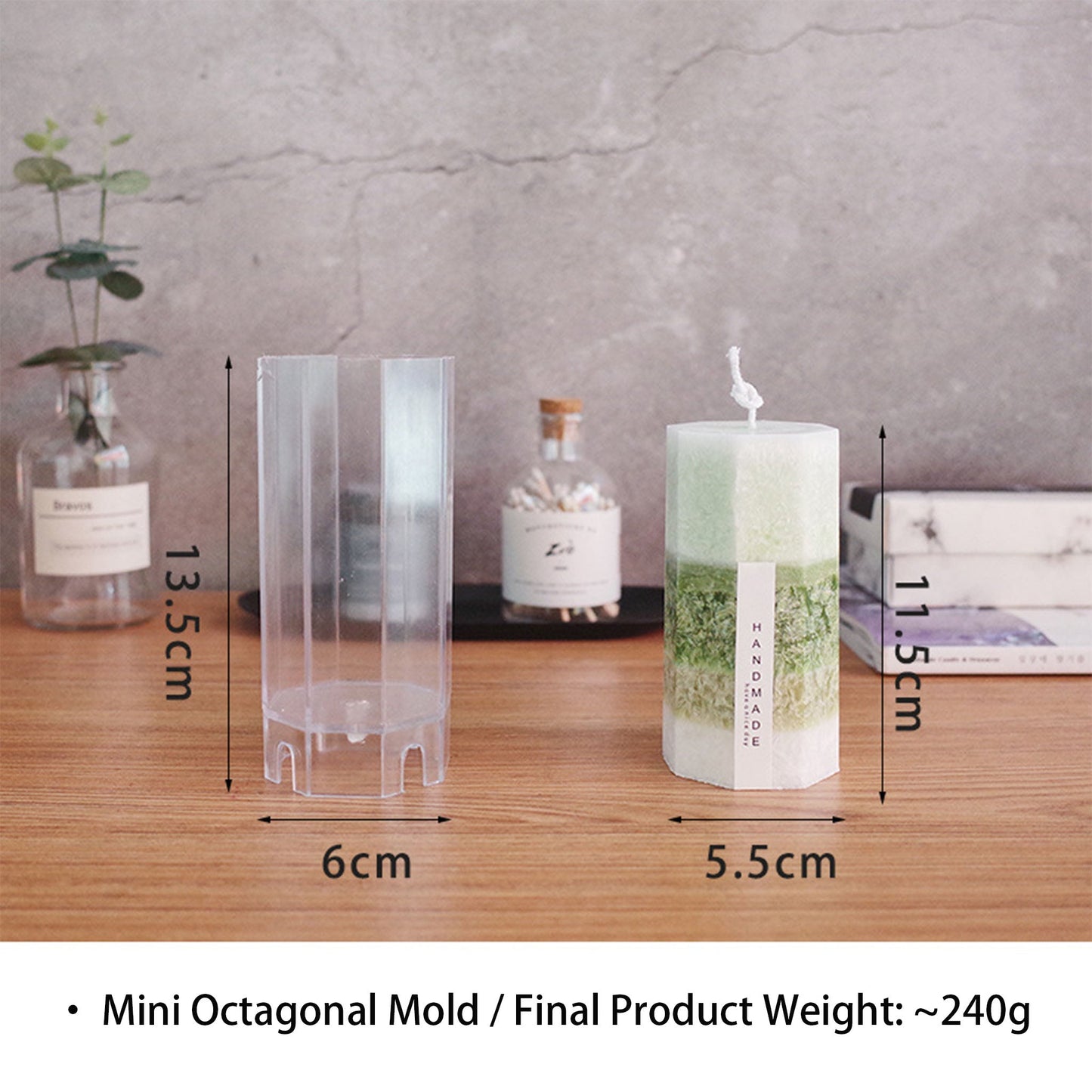 Small Octagon Candle Mold - Acrylic Pillar Candle Mold ZUO