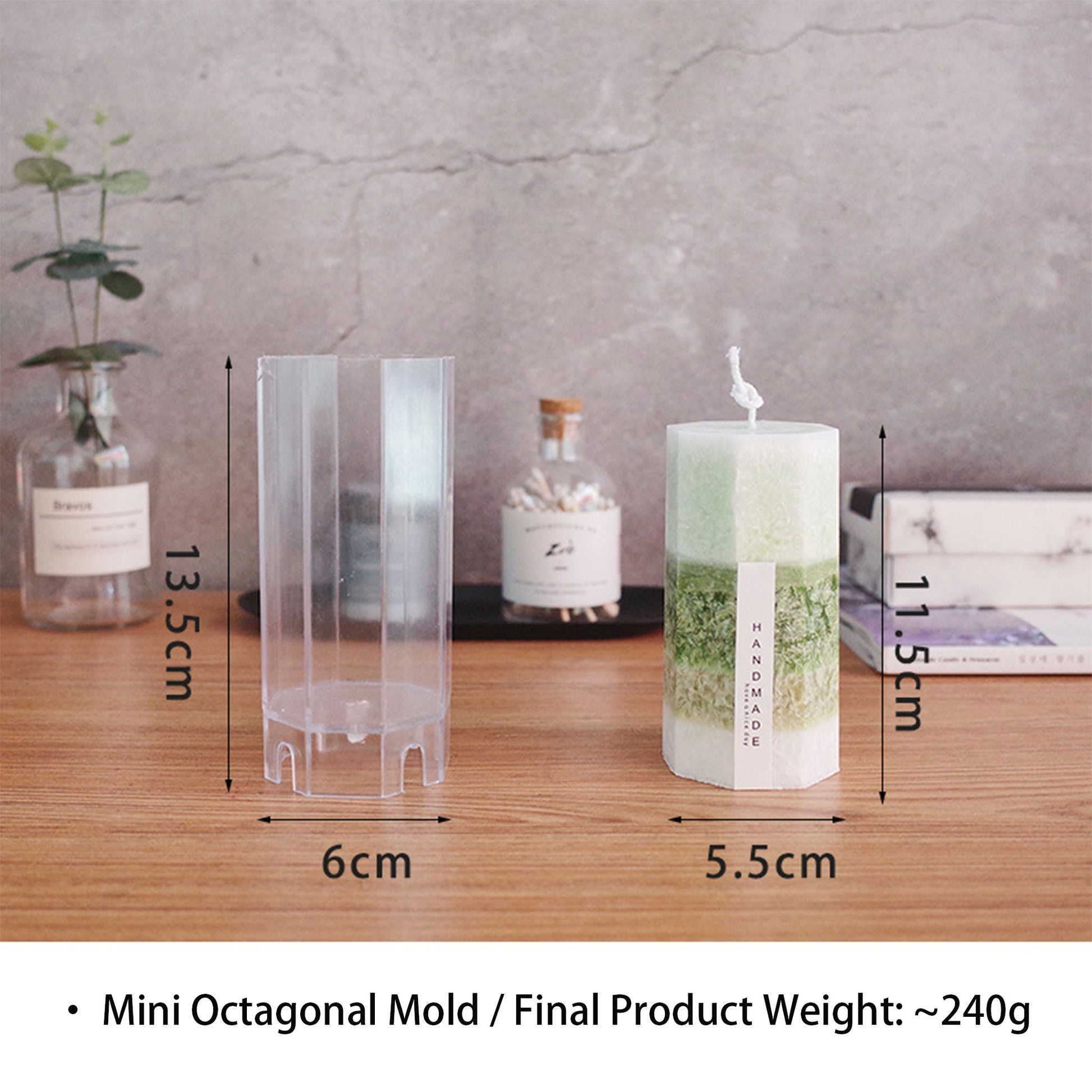 Small Octagon Candle Mold - Acrylic Pillar Candle Mold ZUO