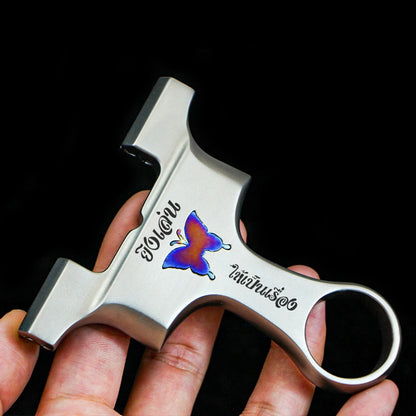 Bowson Model 9025 - 3rd Generation Butterfly Training Knife | 630 Stainless Steel & TC21 Titanium Alloy | 90mm Fork Width - Coketor