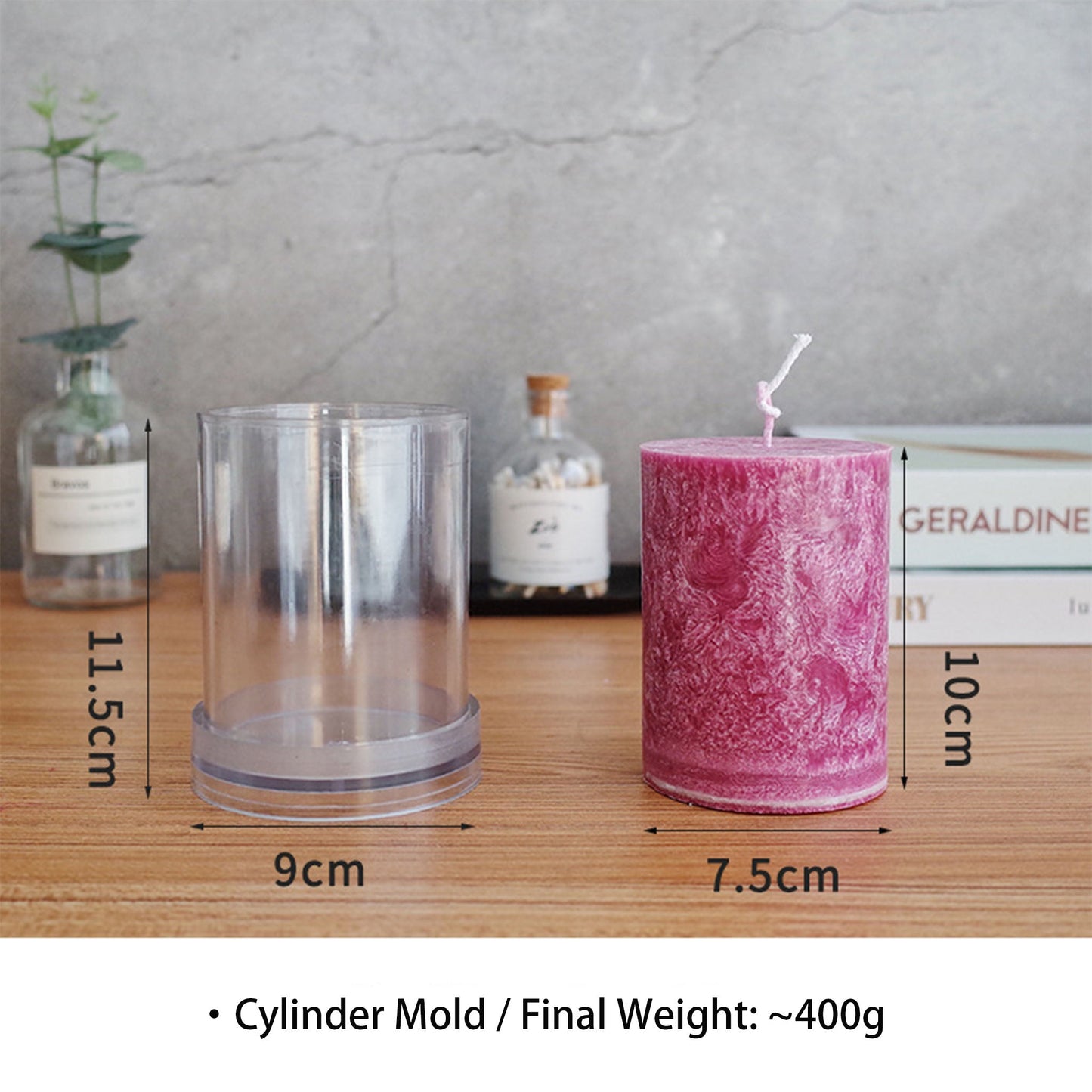 Cylindrical Candle Mold - Ice Flower Texture Acrylic DIY Aromatherapy Candle Making Mold Coketor
