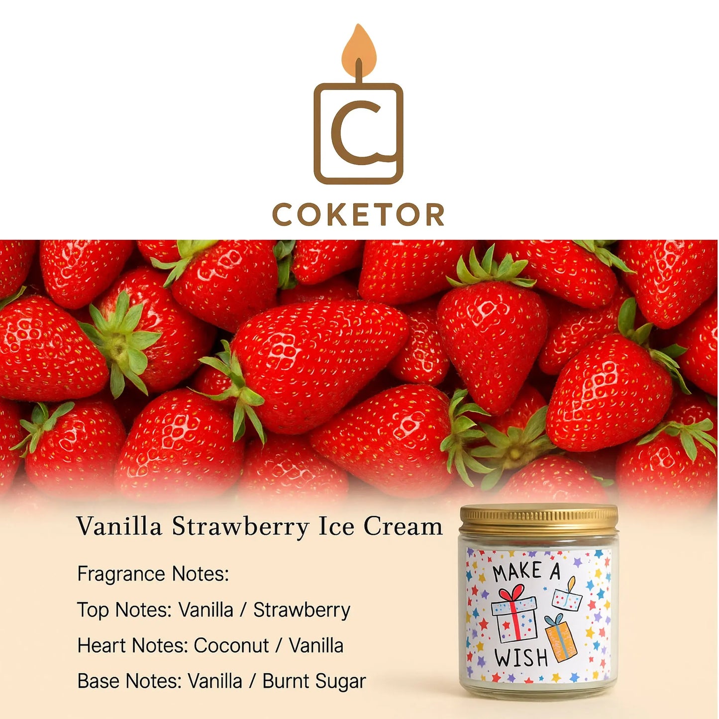 Make A Wish Aromatherapy Candle - Colorful Confetti Design Natural Soy Wax Candle 150g Coketor
