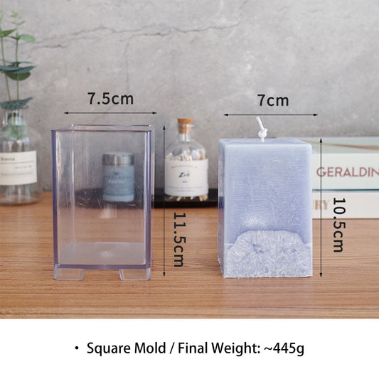 Square Pillar Candle Mold - Ice Flower Texture Acrylic DIY Aromatherapy Candle Making Mold Coketor