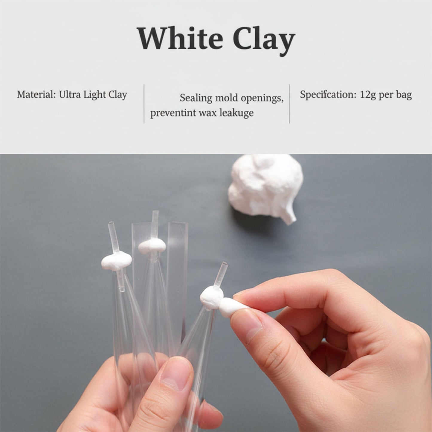White Clay Sealing Wax - Ultra Light Clay for Candle Sealing Coketor