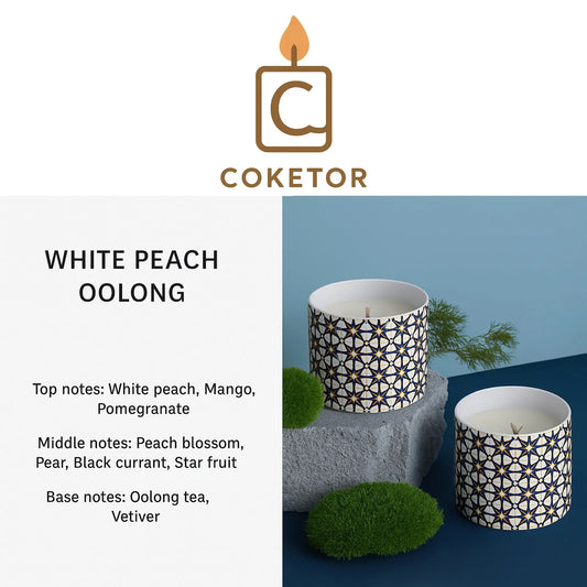 Coketor Aromatherapy Candle Collection - Handcrafted Ceramic Geometric Pattern Candles Coketor