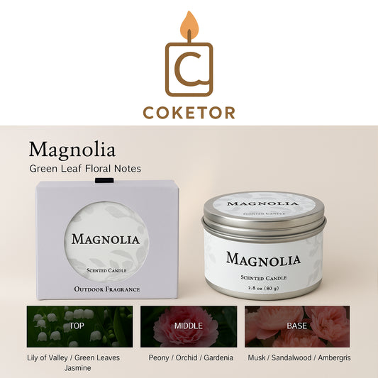 🌸 Magnolia Scented Candle - 2.8 oz Green Leaf Floral Notes Magnolia