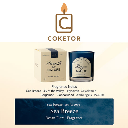 Sea Breeze Scented Candle - Ocean Floral Fragrance COKETOR