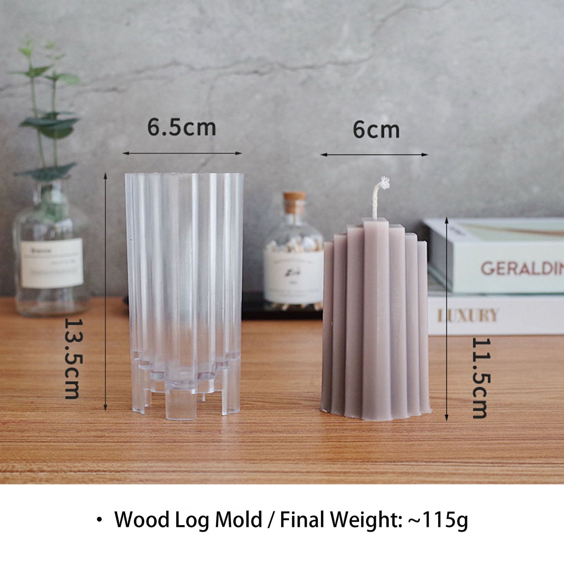 Log-Shaped Candle Mold - Ribbed Texture Acrylic DIY Aromatherapy Candle Making Mold Coketor