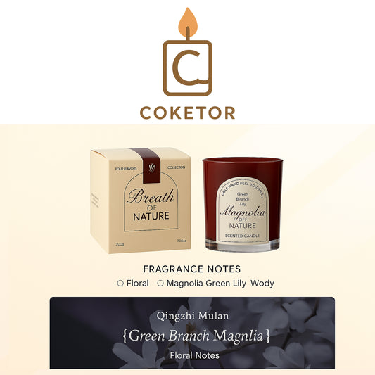 Green Branch Magnolia Scented Candle - Floral Notes COKETOR