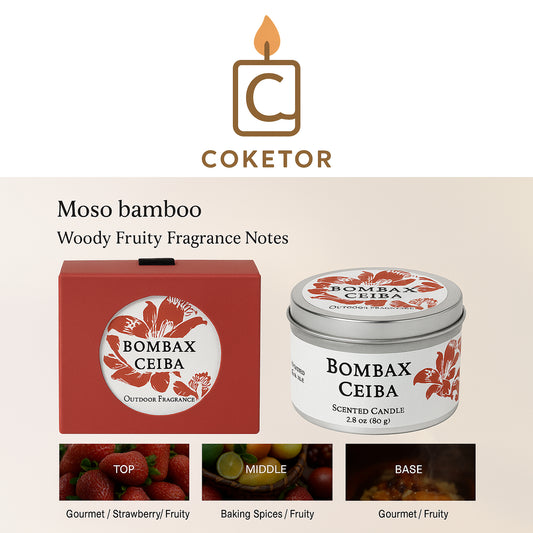 🌺 Moso Bamboo Scented Candle - 2.8 oz Woody Fruity Fragrance COKETOR