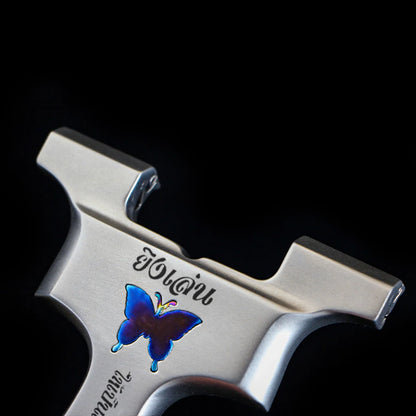 Bowson Model 9025 - 3rd Generation Butterfly Training Knife | 630 Stainless Steel & TC21 Titanium Alloy | 90mm Fork Width - Coketor