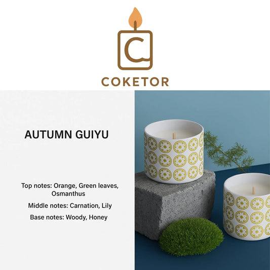 Coketor Aromatherapy Candle Collection - Handcrafted Ceramic Geometric Pattern Candles Coketor