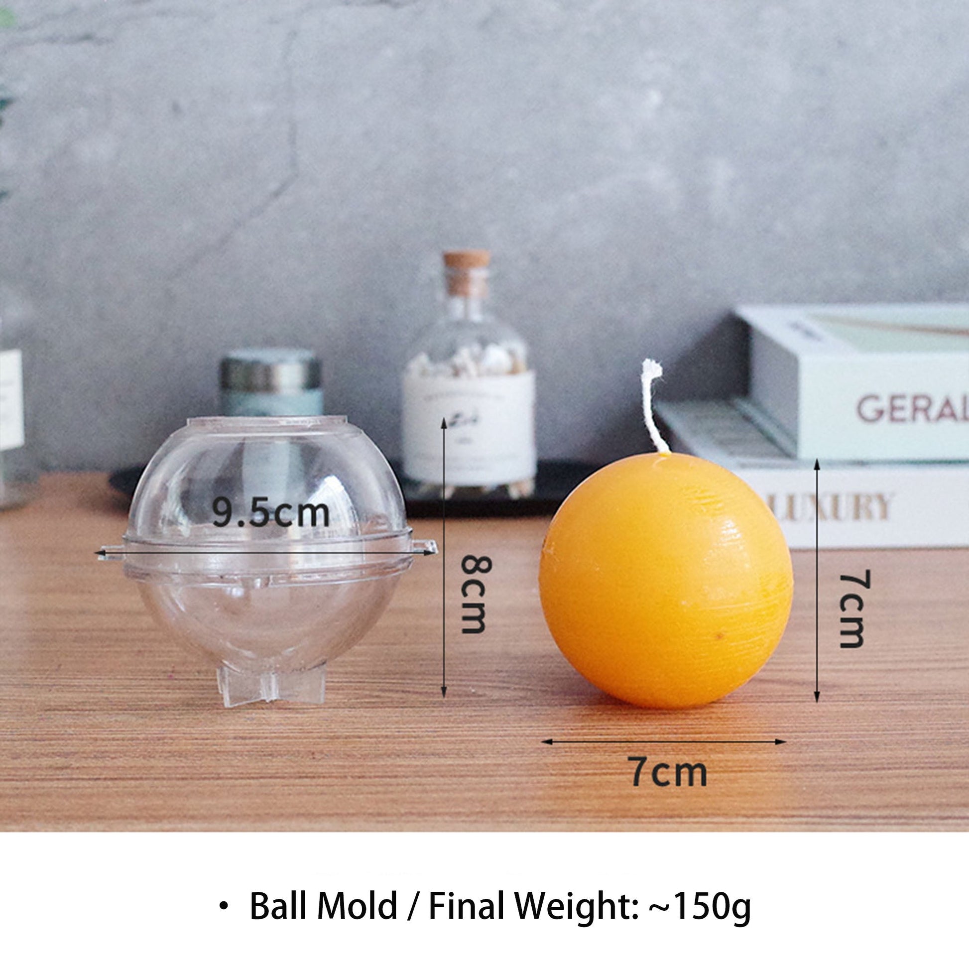 Sphere Ball Candle Mold - Smooth Round Acrylic DIY Aromatherapy Candle Making Mold Coketor