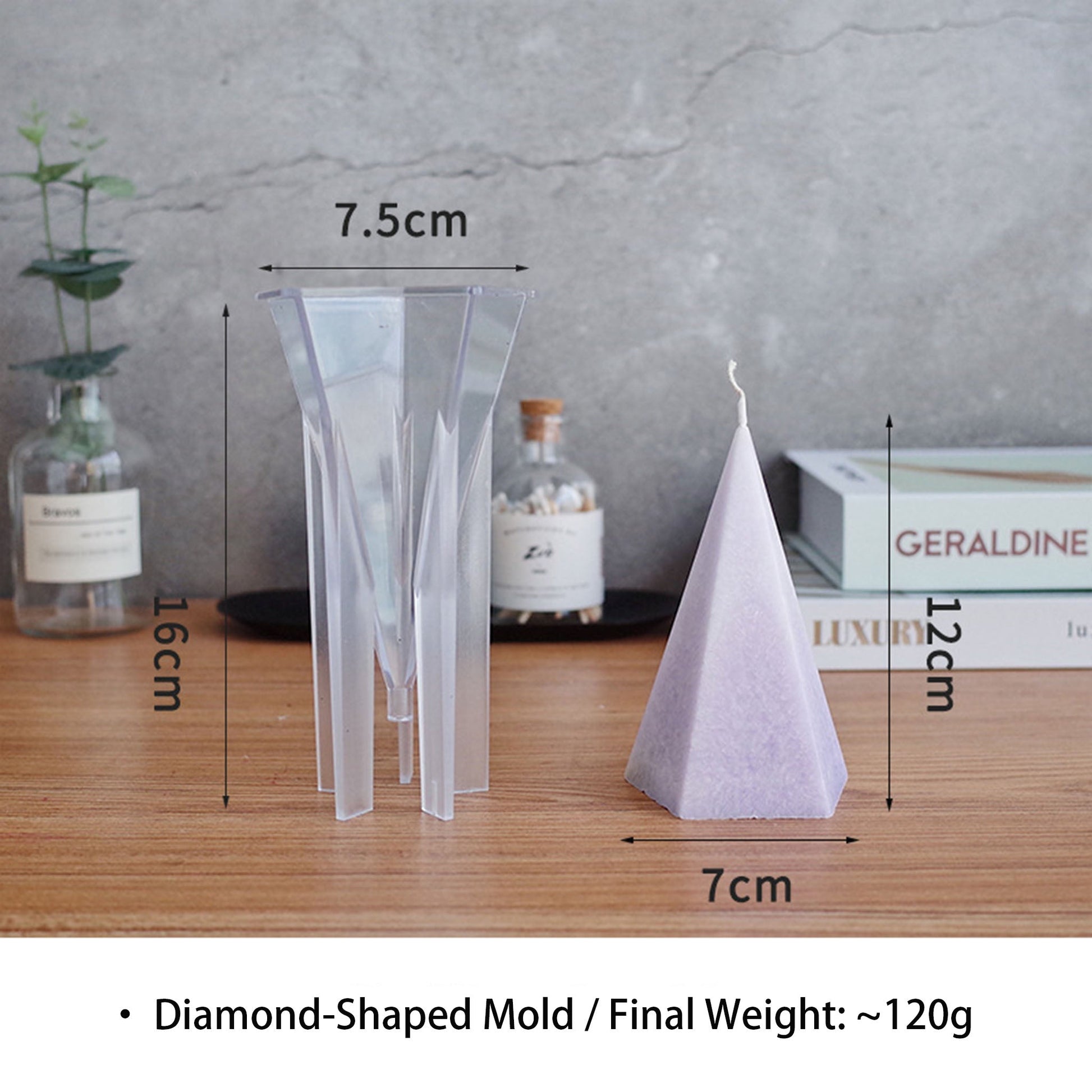 Diamond-Shaped Candle Mold - Geometric Faceted Acrylic DIY Aromatherapy Candle Making Mold Coketor