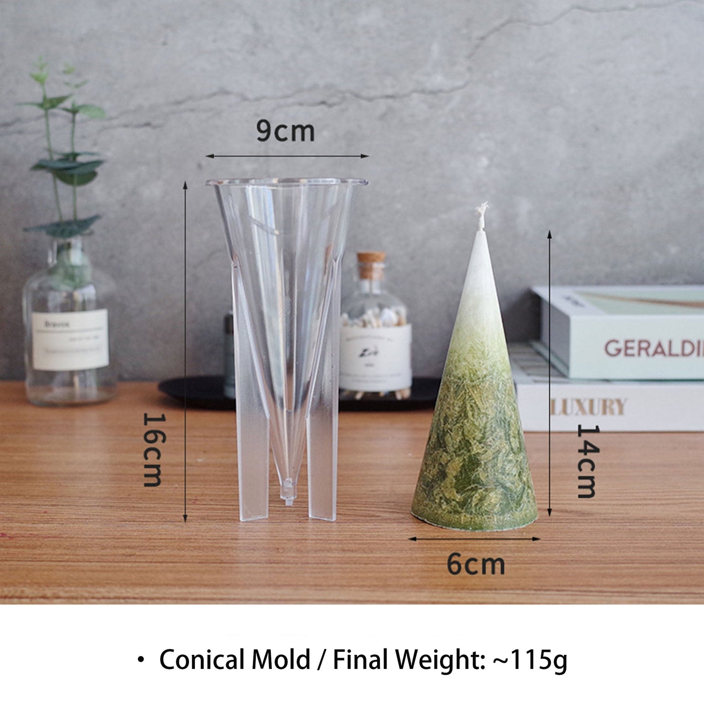 Cone Candle Mold - Geometric Tapered Acrylic DIY Aromatherapy Candle Making Mold Coketor