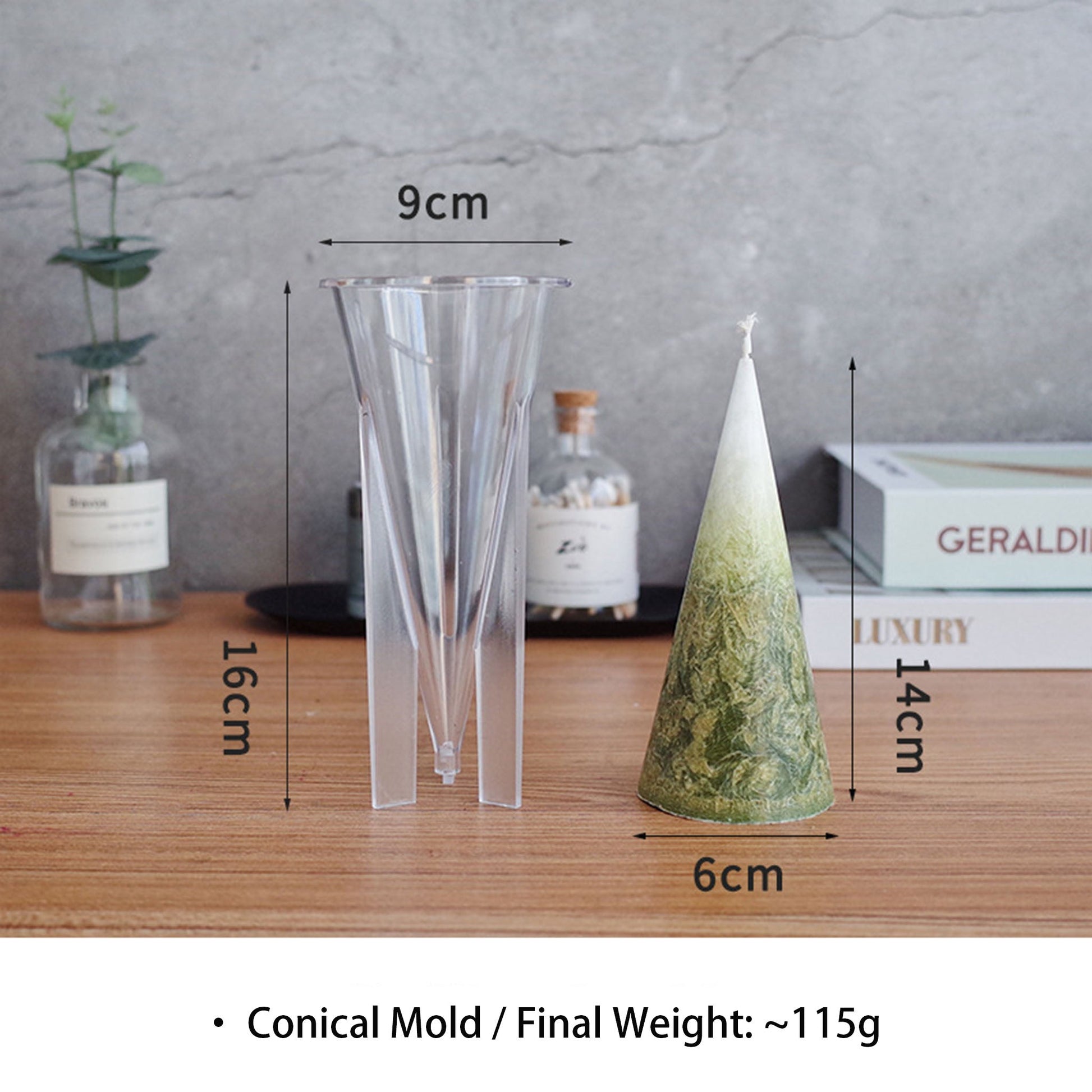 Cone Candle Mold - Geometric Tapered Acrylic DIY Aromatherapy Candle Making Mold Coketor