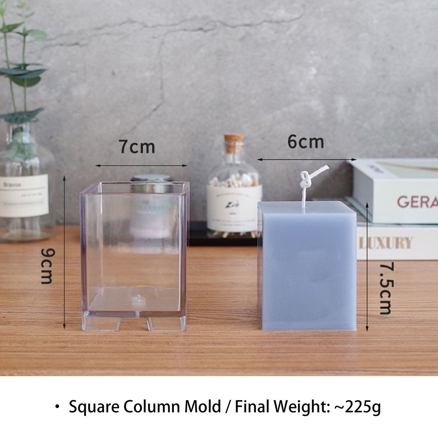 Square Pillar Candle Mold - Smooth Rectangular Acrylic DIY Aromatherapy Candle Making Mold Coketor