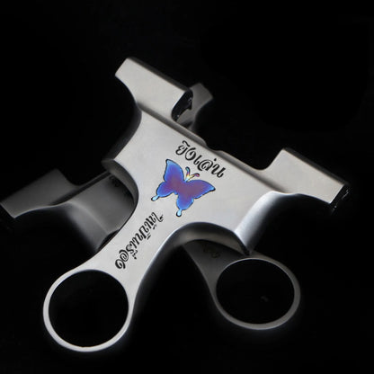 Bowson Model 9025 - 3rd Generation Butterfly Training Knife | 630 Stainless Steel & TC21 Titanium Alloy | 90mm Fork Width - Coketor