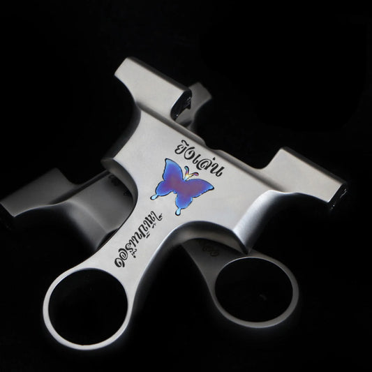 Bowson Model 9025 - 3rd Generation Butterfly Training Knife | 630 Stainless Steel & TC21 Titanium Alloy | 90mm Fork Width - Coketor